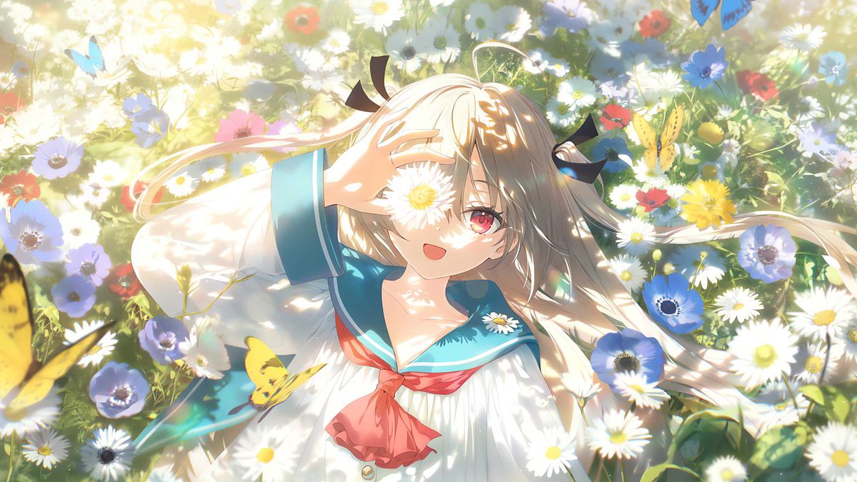 亚托莉主题插画：花田中的少女